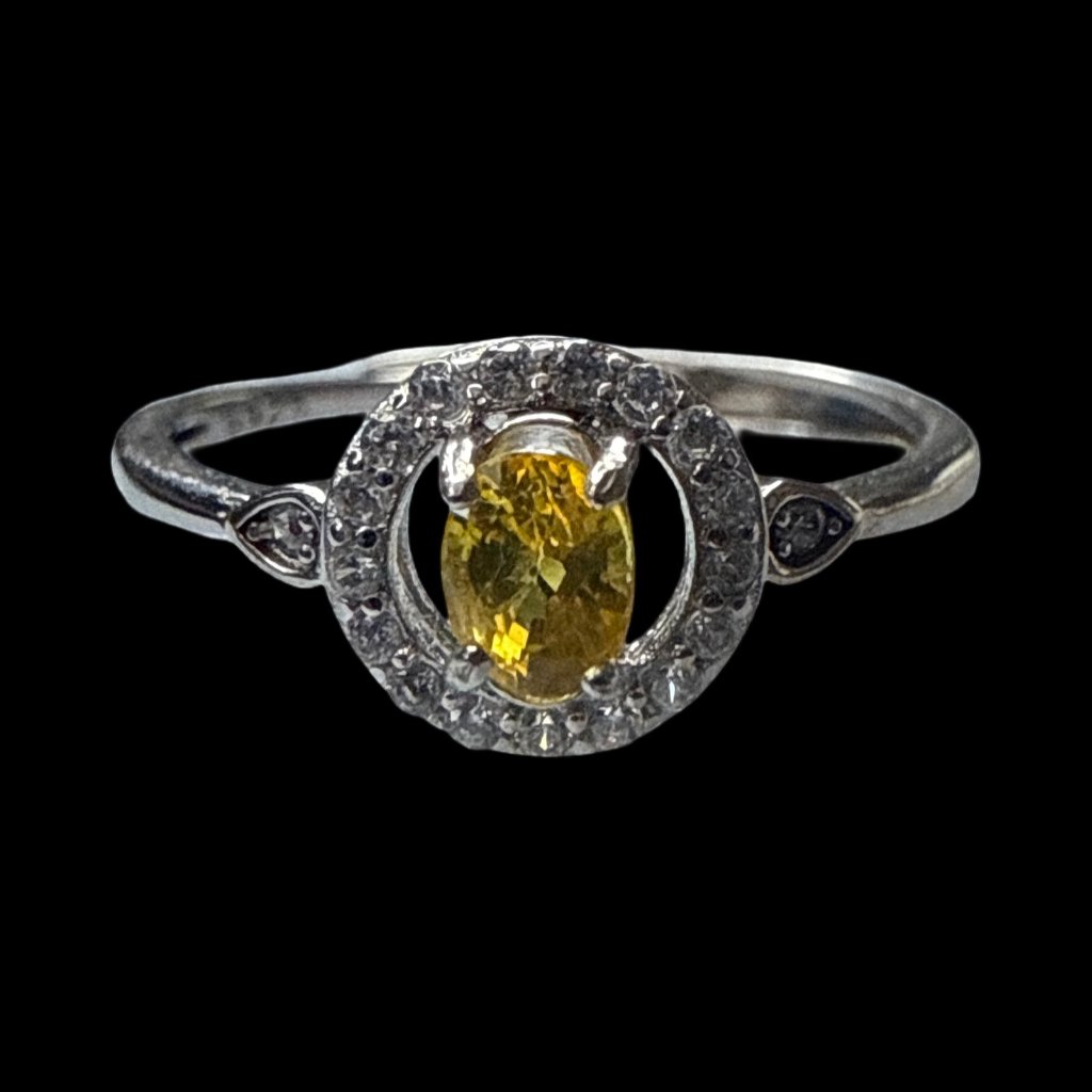 Citrine Cz Ring Women’s Jewelry Adjustable Fashion Accessories S925 Silver New